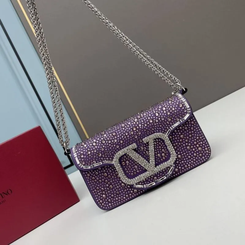Valentino Purple Rhinestone Satchel Bag 709 - Image 3