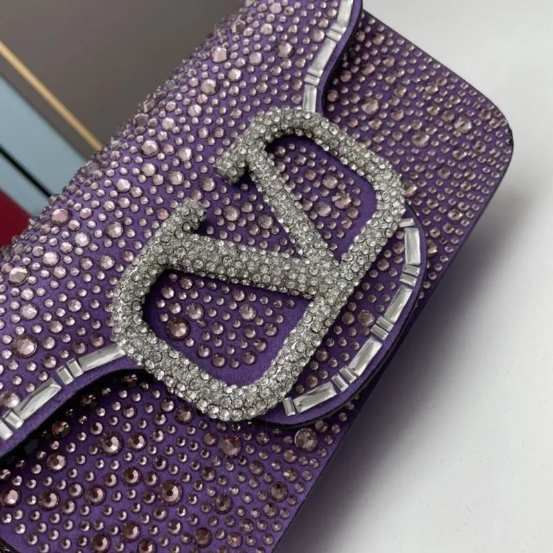 Valentino Purple Rhinestone Satchel Bag 709 - Image 4