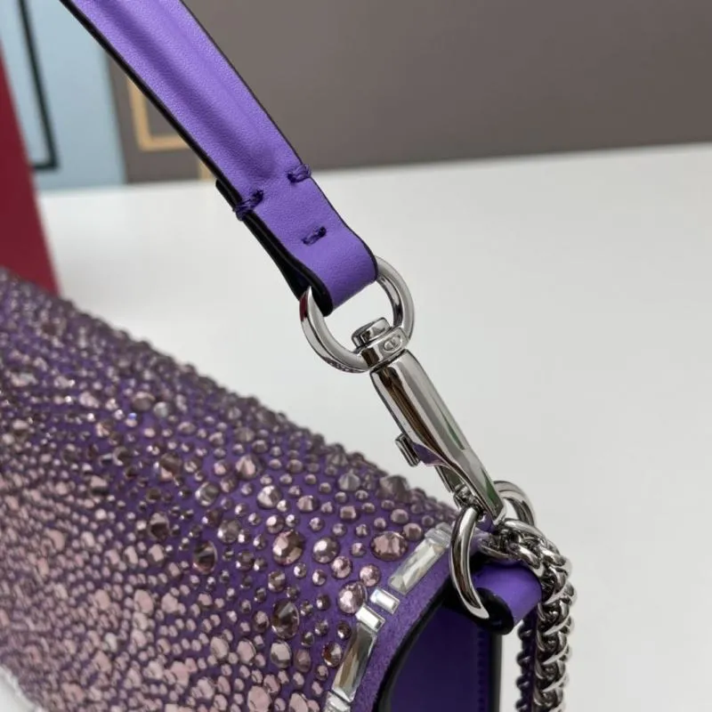Valentino Purple Rhinestone Satchel Bag 709 - Image 5