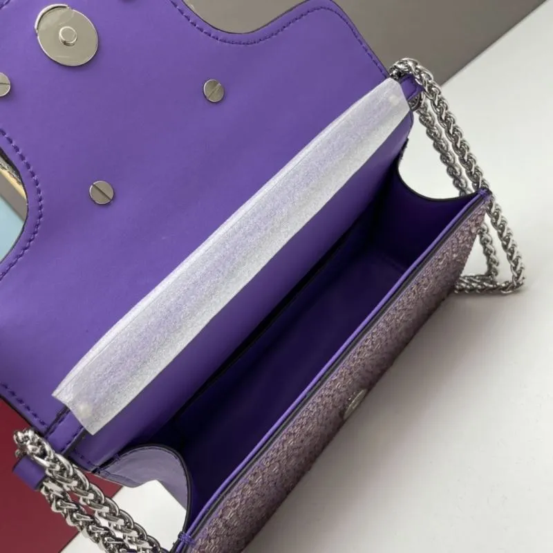 Valentino Purple Rhinestone Satchel Bag 709 - Image 6