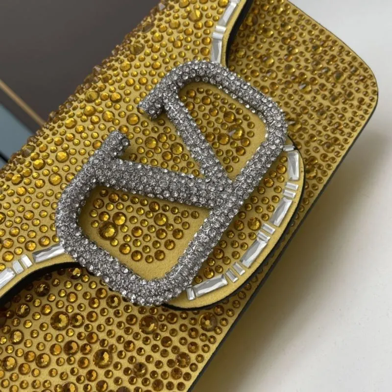 Valentino Yellow Rhinestone Chain Satchel Bag 0227 - Image 5