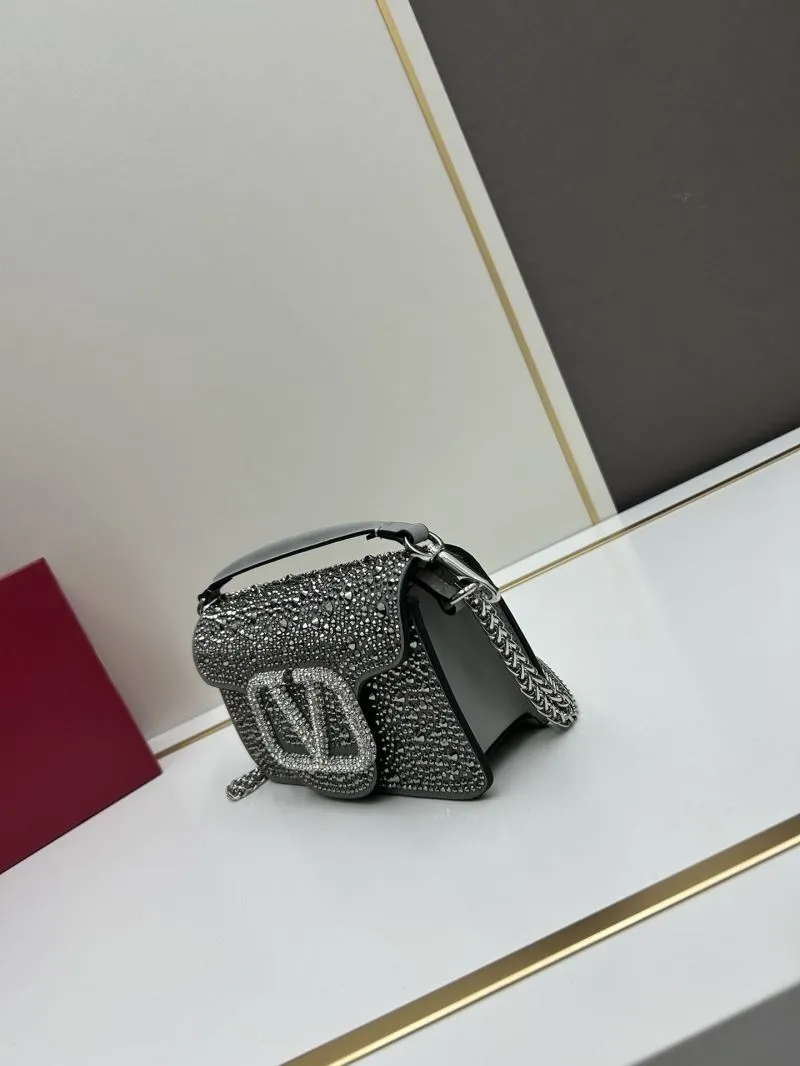 Alternative view of Valentino Crystal Embellished Dark Gray Satchel Bag 711