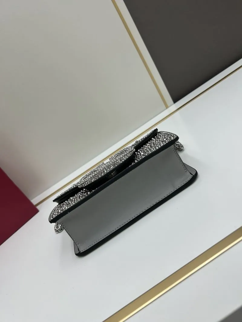 Valentino Crystal Embellished Dark Gray Satchel Bag 711 - Image 5