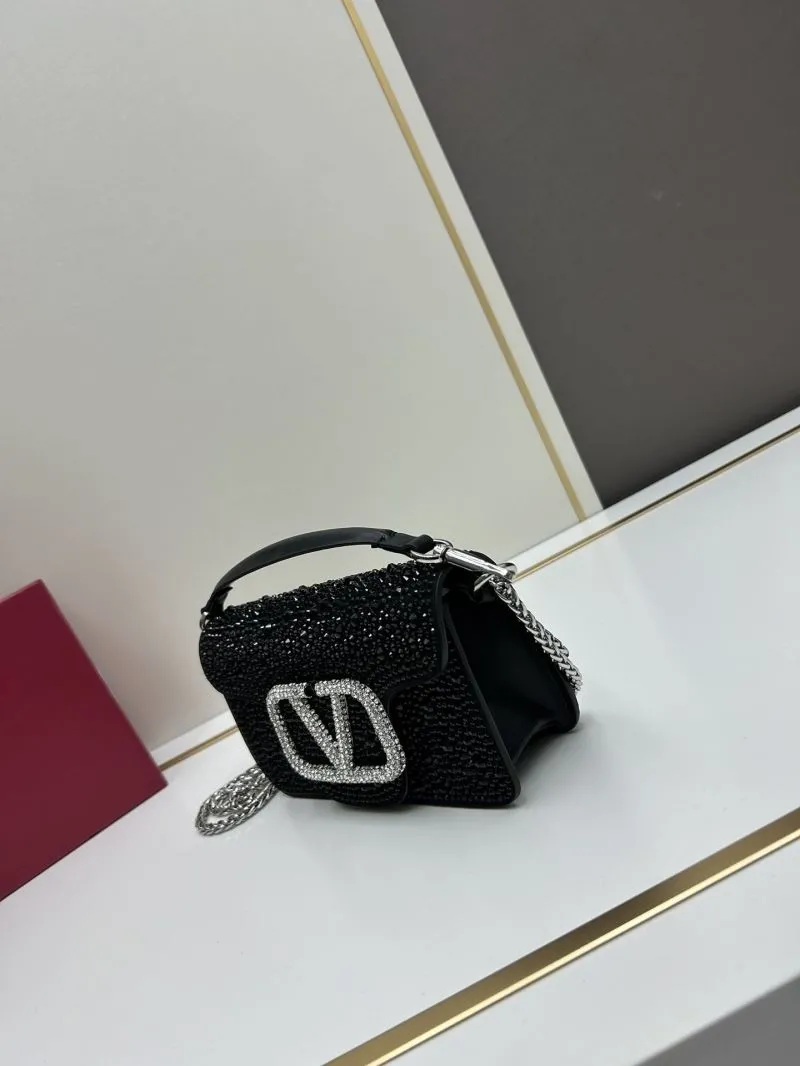 Valentino Black Crystal Satchel Bag 712