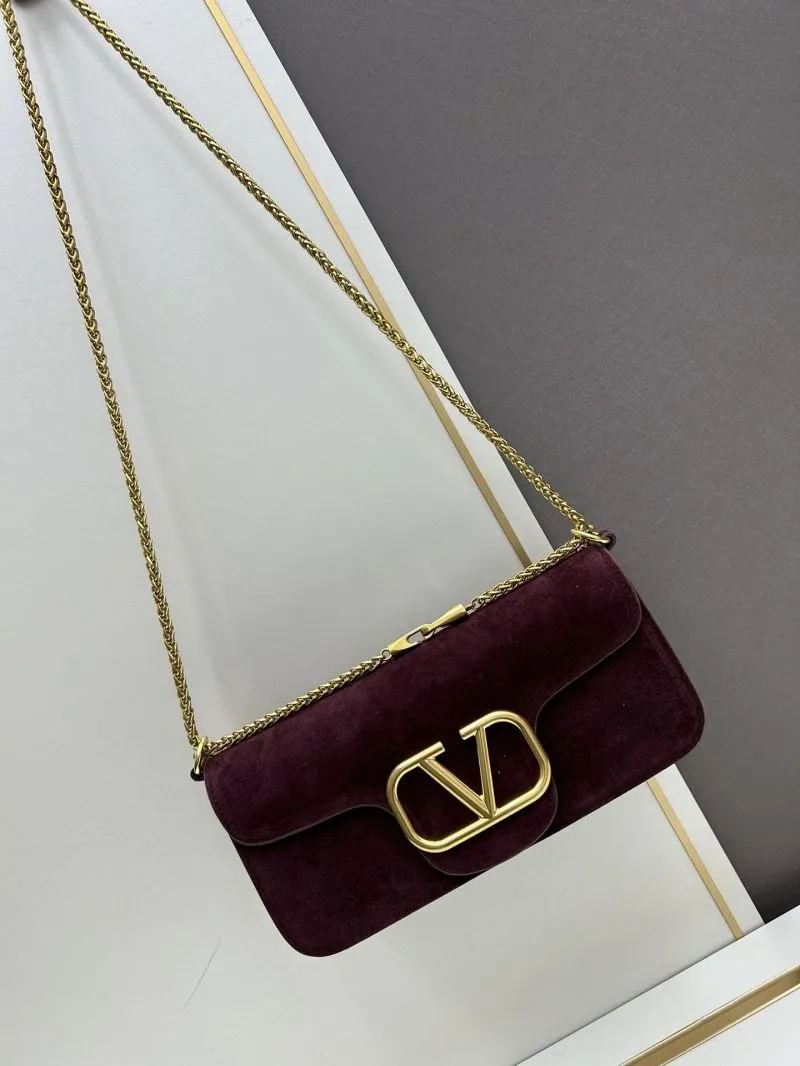 Alternative view of Valentino Burgundy Suede Chain Satchel Bag 20258