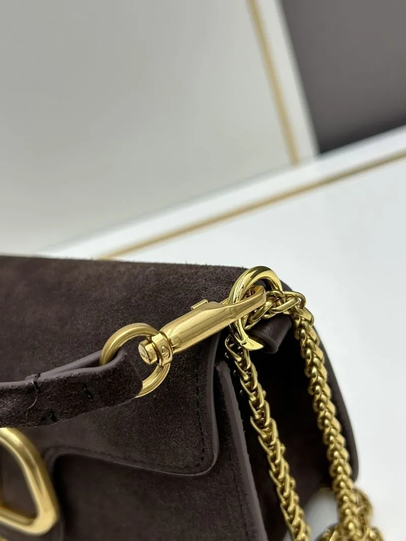 Valentino Brown Suede Chain Satchel Bag 20258 - Image 4