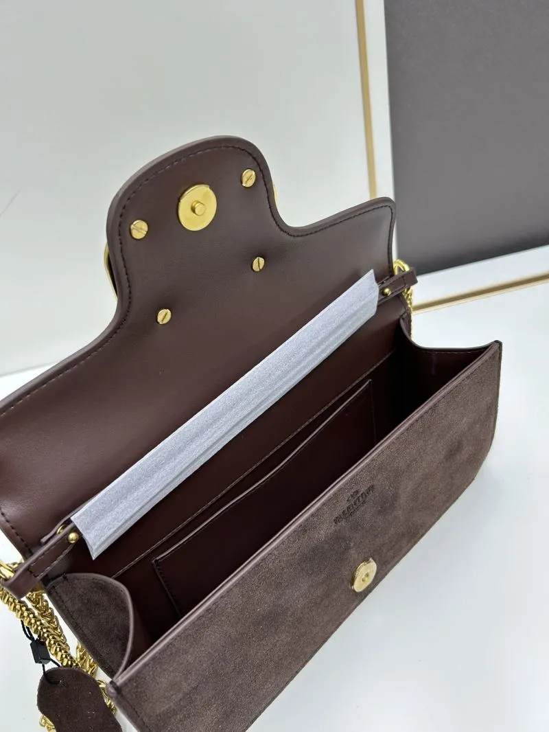 Valentino Brown Suede Chain Satchel Bag 20258 - Image 5