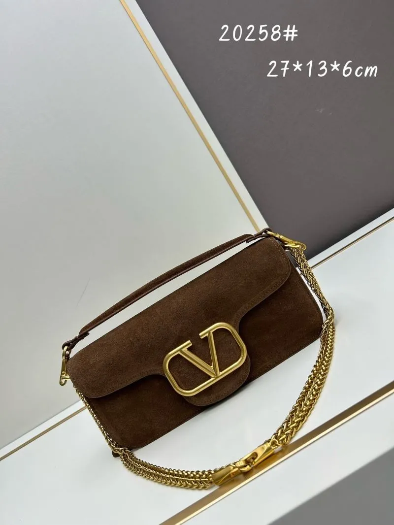 Valentino Brown Suede Satchel Bag 20258