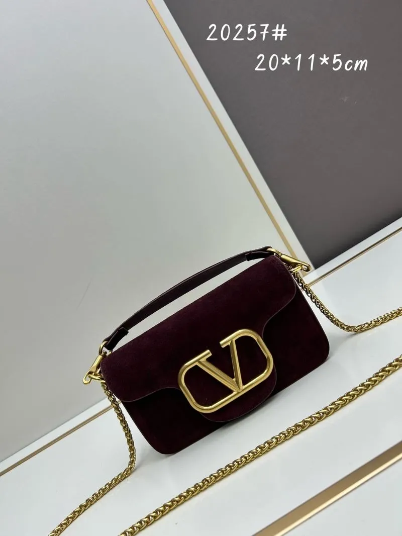 Valentino Burgundy Suede Crossbody Bag 20257