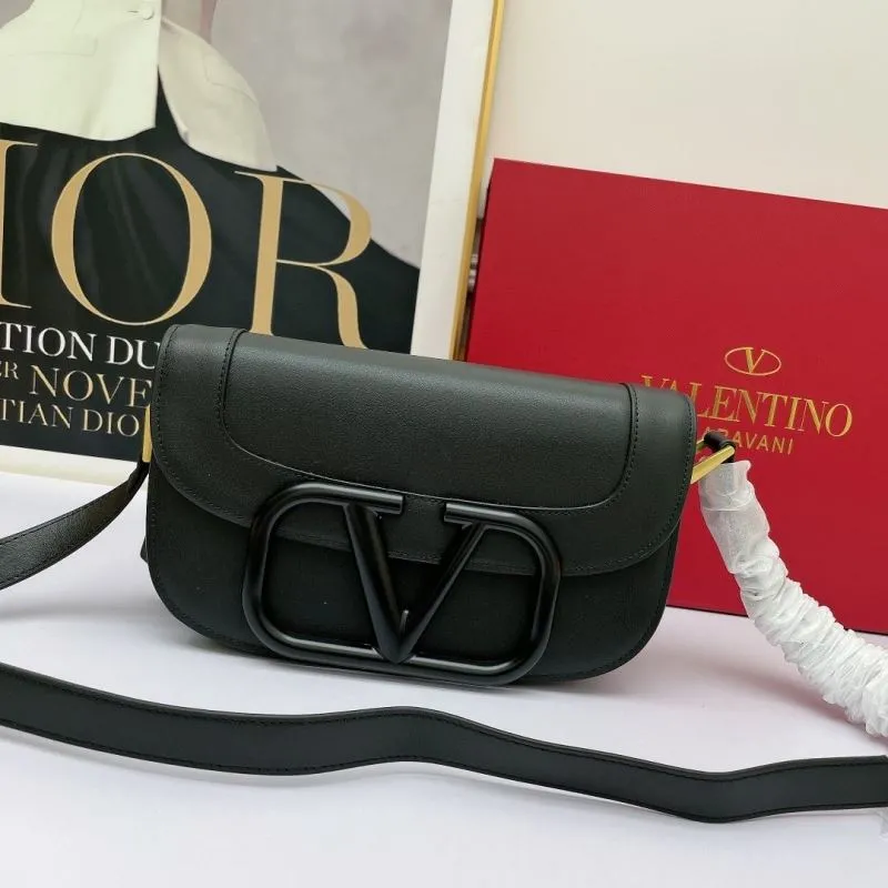 Valentino Black Leather Crossbody Bag 738