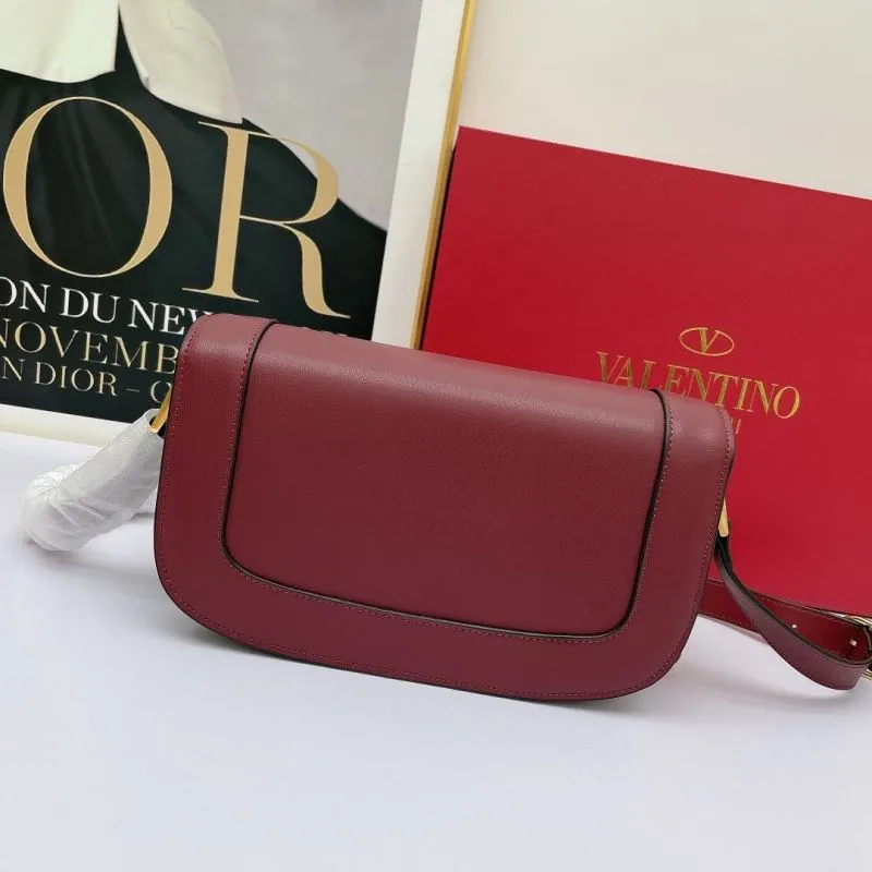 Alternative view of Valentino Garavani Maroon Leather Crossbody Satchel Bag