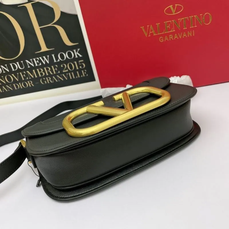 Valentino Black Leather Crossbody Satchel Bag 741 - Image 5