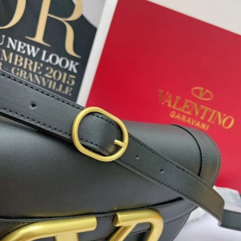 Valentino Black Leather Crossbody Satchel Bag 741 - Image 6