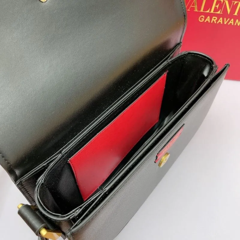 Valentino Black Leather Crossbody Satchel Bag 741 - Image 8