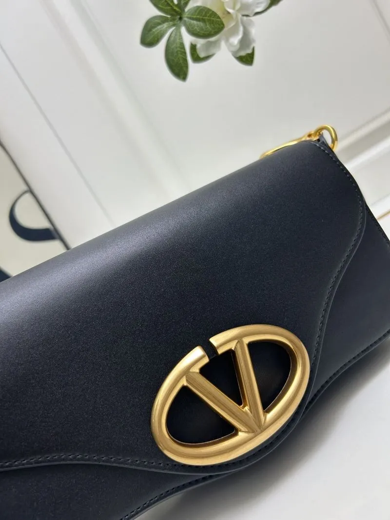 Valentino Black Leather Shoulder Satchel Bag 5032 - Image 4