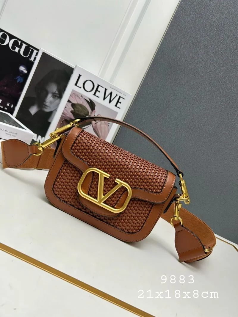 Valentino Brown Woven Satchel Bag 9883