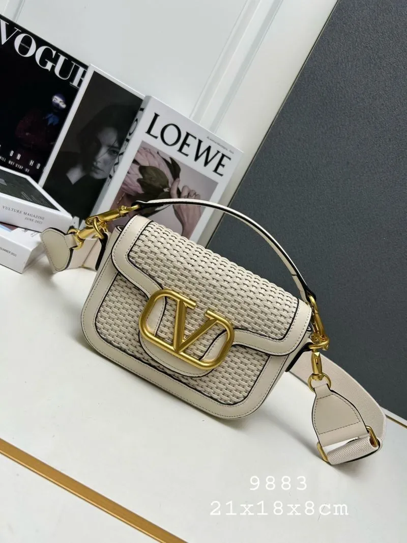 Valentino Off-White Woven Satchel Bag 9883