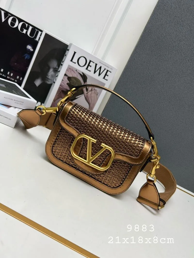 Valentino 9883 Metallic Bronze Satchel Bag