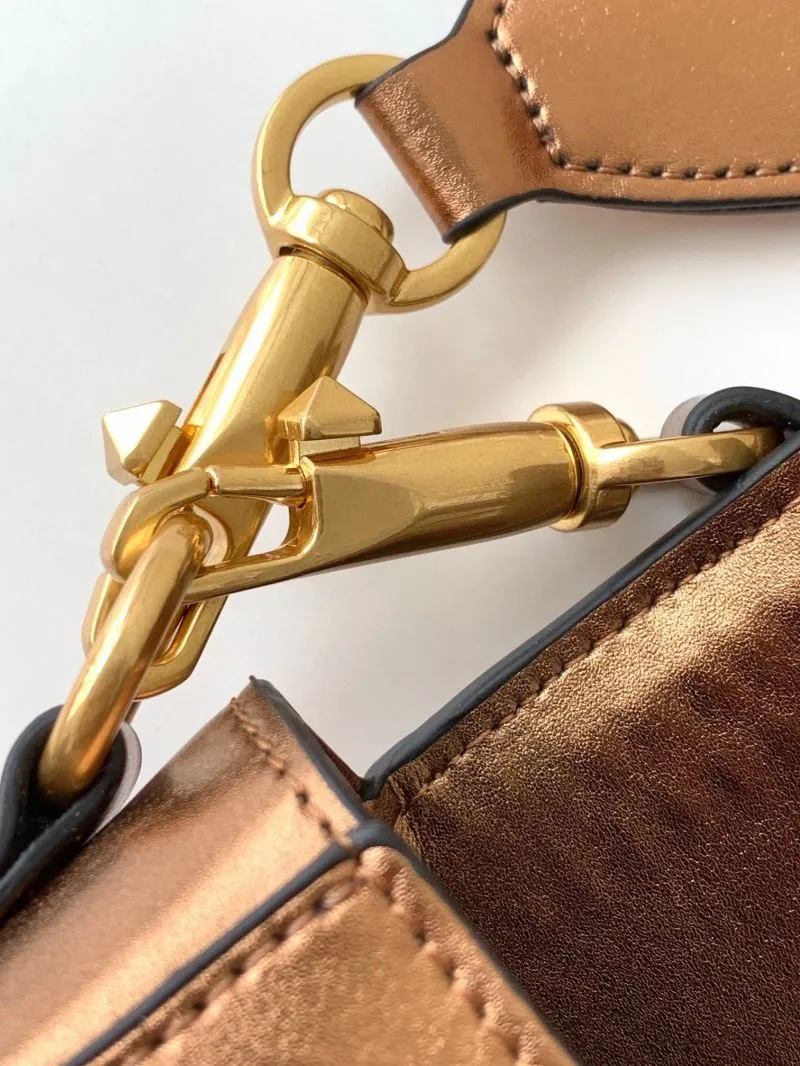Valentino 9883 Metallic Bronze Satchel Bag - Image 5