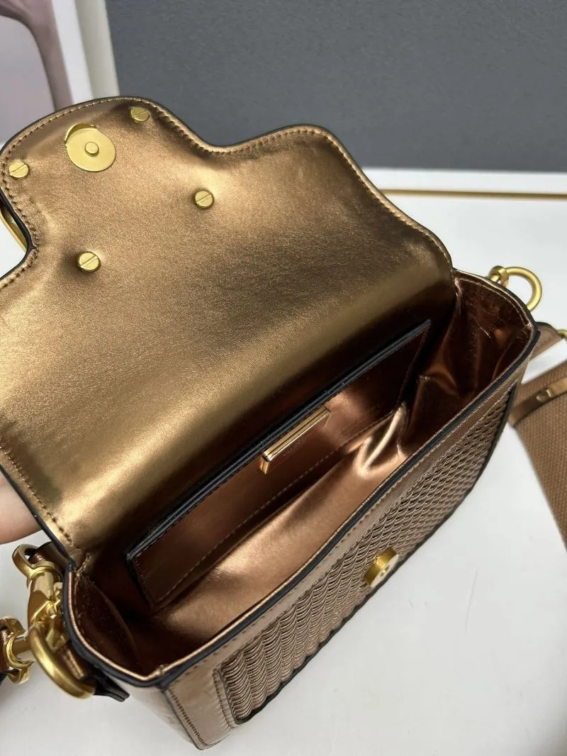 Valentino 9883 Metallic Bronze Satchel Bag - Image 7