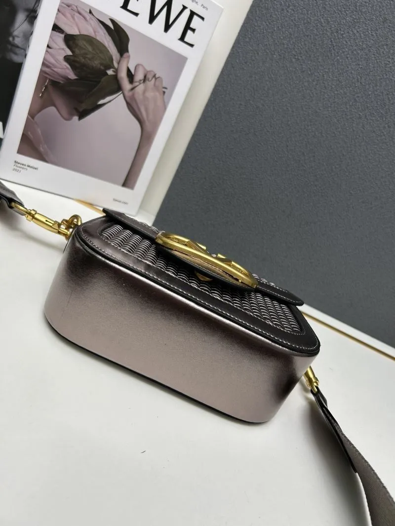 Valentino 9883 Metallic Gray Woven Satchel Bag - Image 6