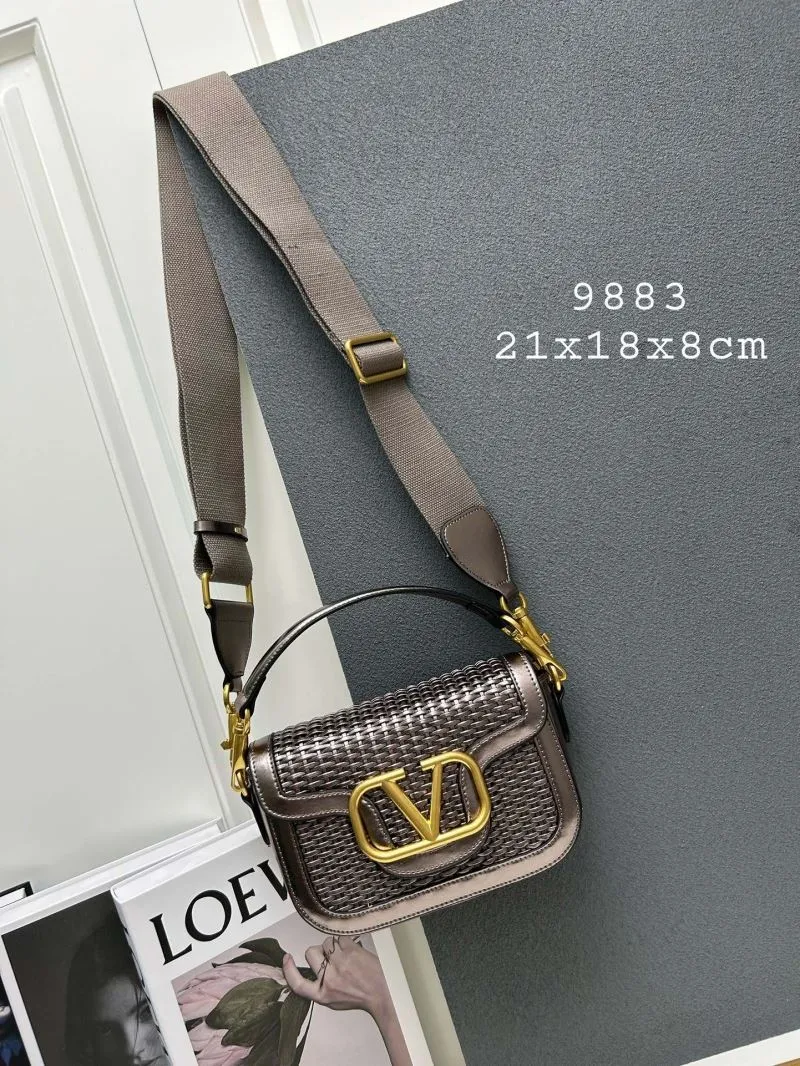 Valentino 9883 Metallic Gray Woven Satchel Bag - Image 9
