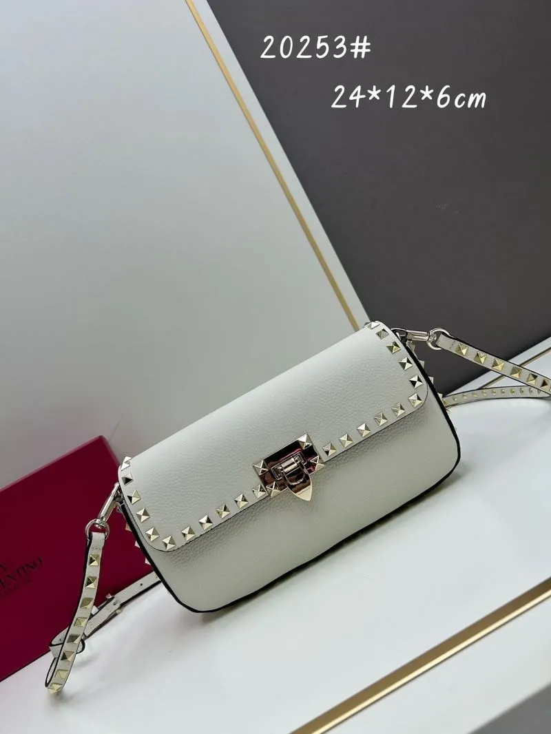 Valentino White Studded Crossbody Satchel Bag 20253