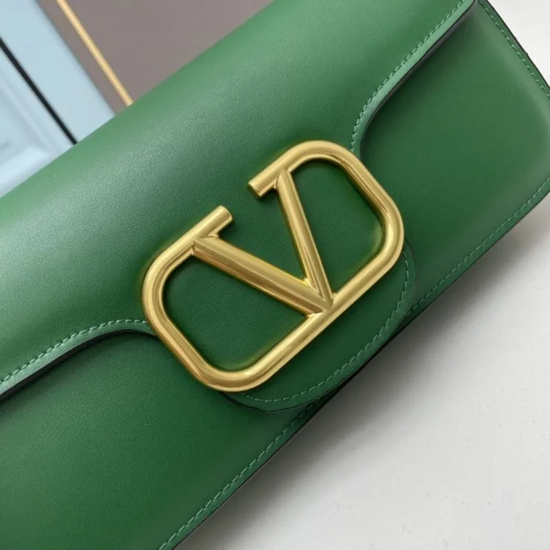 Valentino Large Green Leather Satchel Bag 764 - Image 4