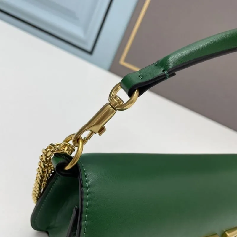 Valentino Large Green Leather Satchel Bag 764 - Image 6
