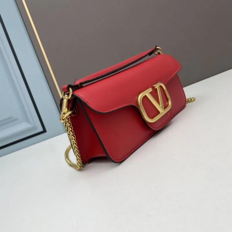 Valentino Red Leather Chain Satchel Bag