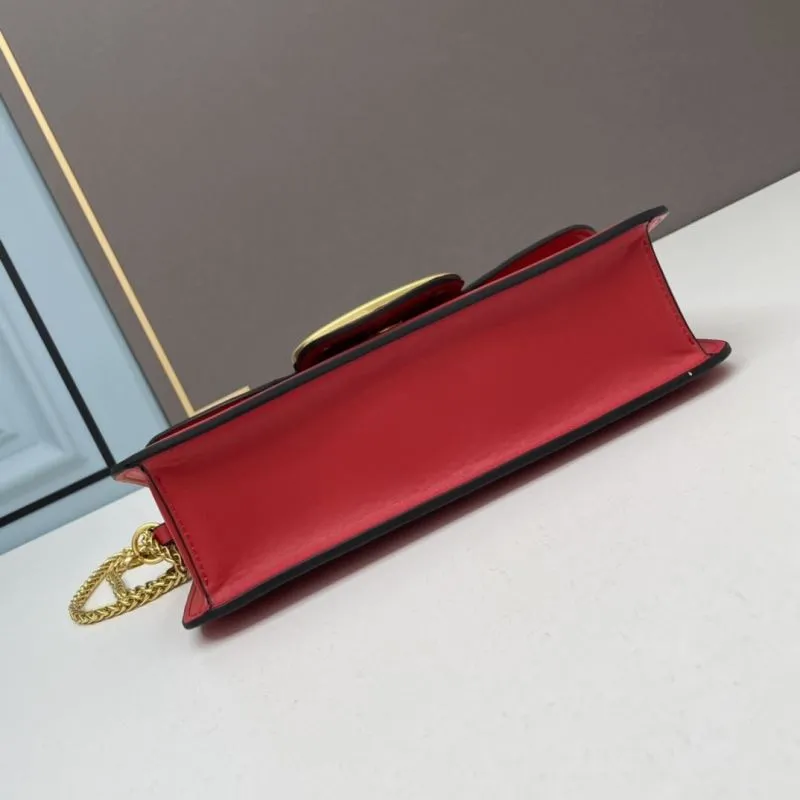 Valentino Red Leather Chain Satchel Bag - Image 3