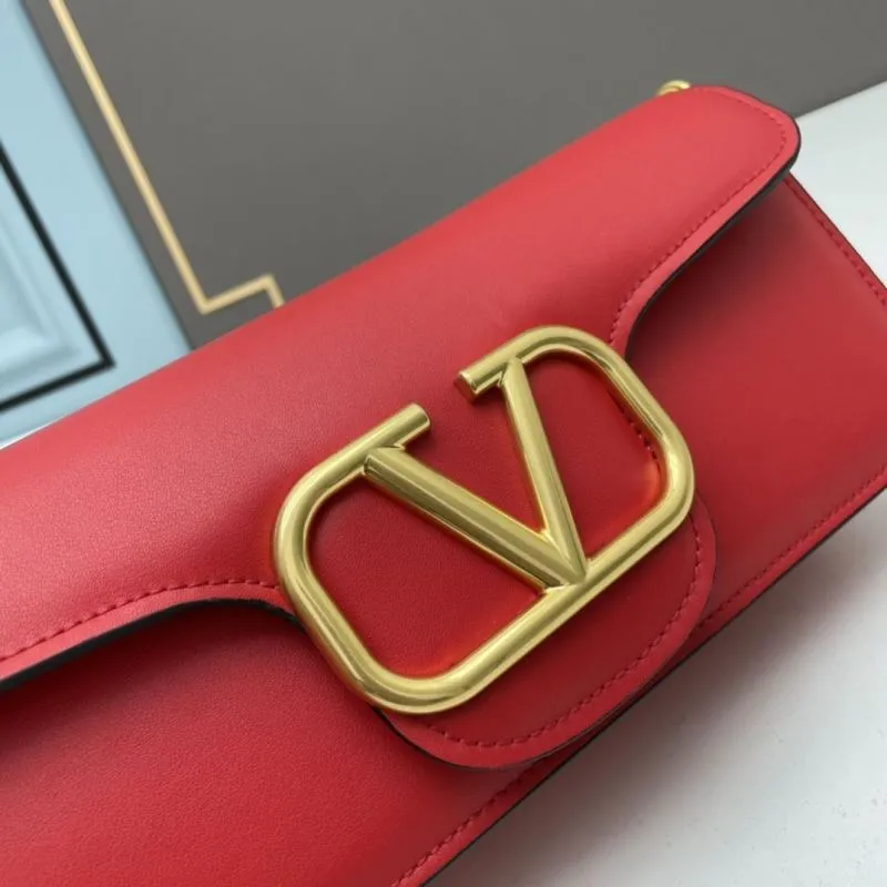 Valentino Red Leather Chain Satchel Bag - Image 4