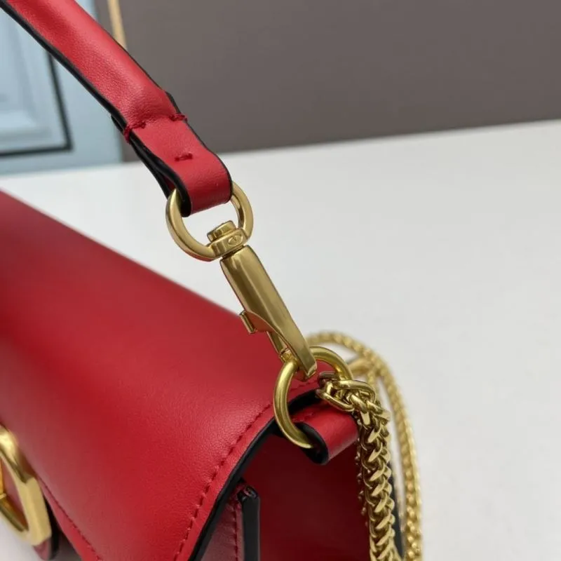 Valentino Red Leather Chain Satchel Bag - Image 5
