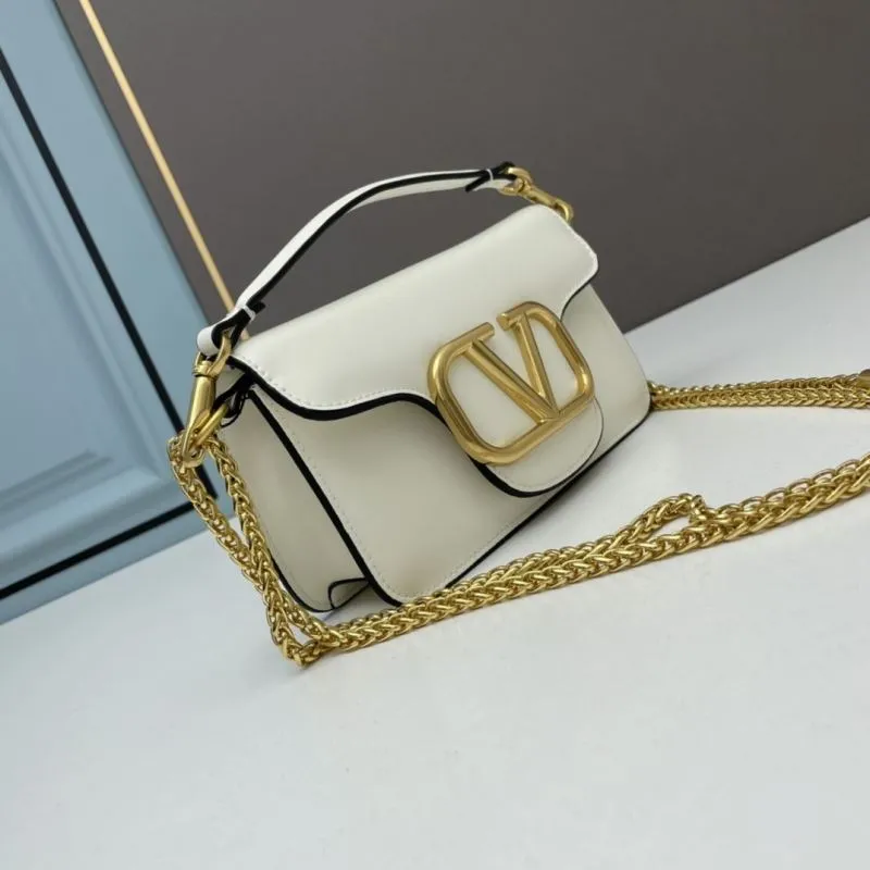 Valentino White Leather Chain Satchel Bag 776