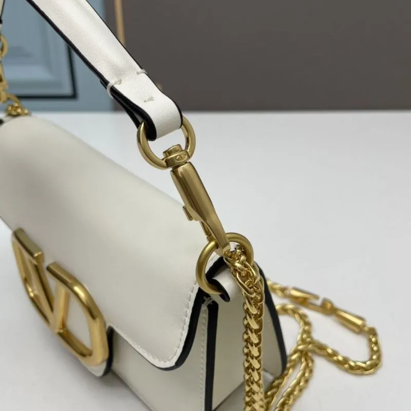 Valentino White Leather Chain Satchel Bag 776 - Image 5