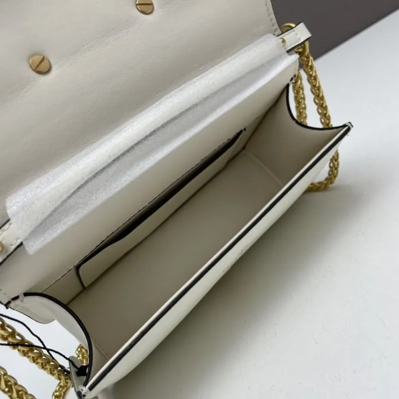 Valentino White Leather Chain Satchel Bag 776 - Image 6
