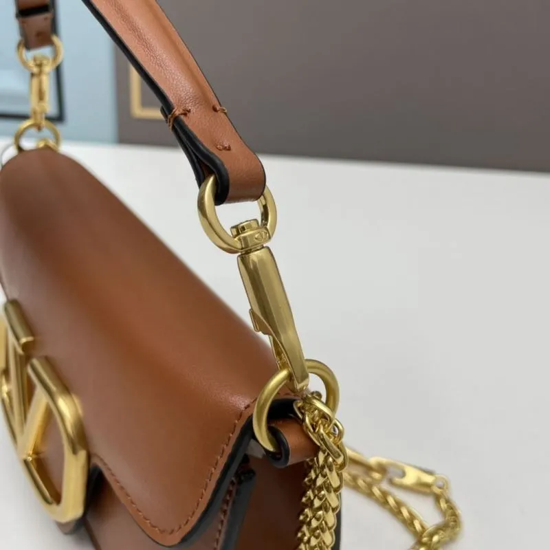 Valentino Brown Leather Crossbody Satchel Bag 779 - Image 5