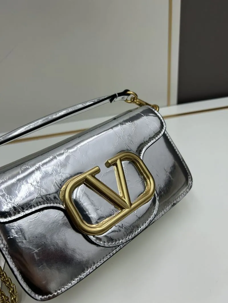 Valentino Silver Metallic Satchel Bag 782 - Image 4