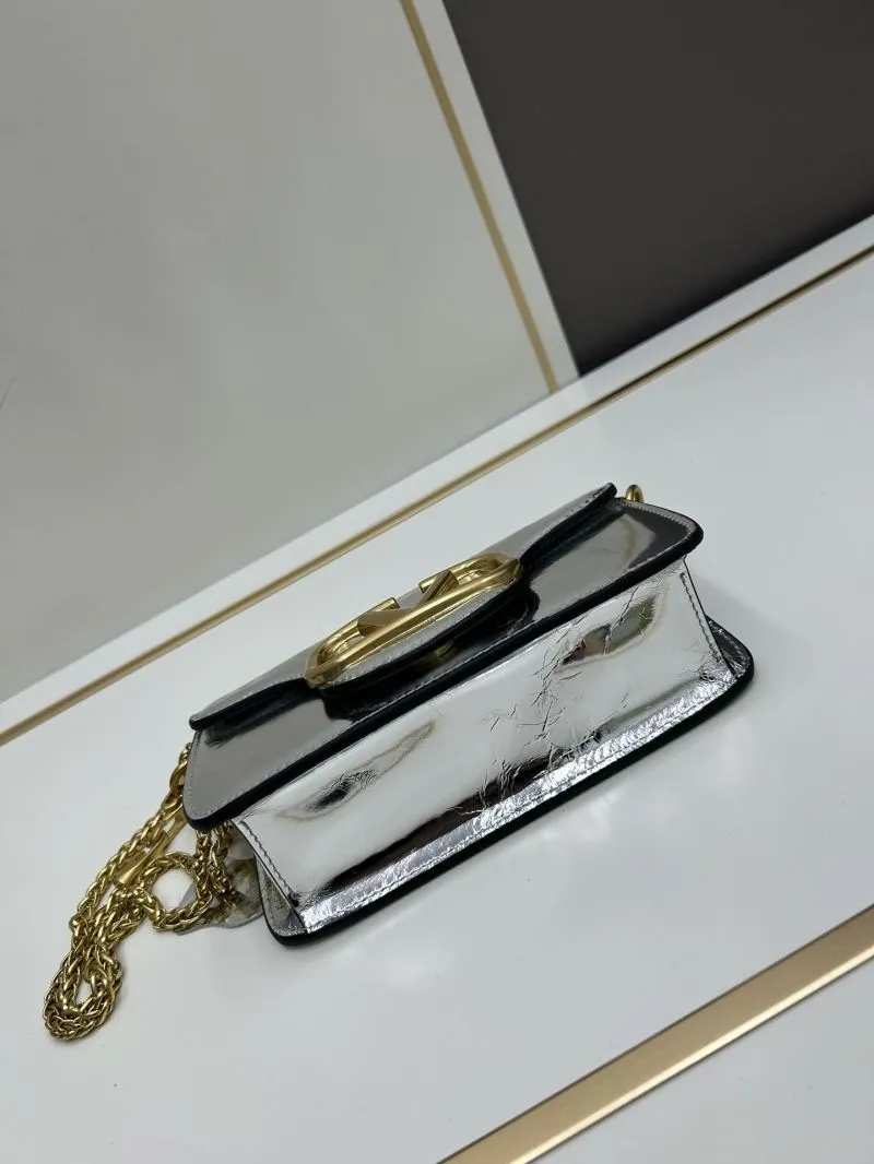 Valentino Silver Metallic Satchel Bag 782 - Image 5