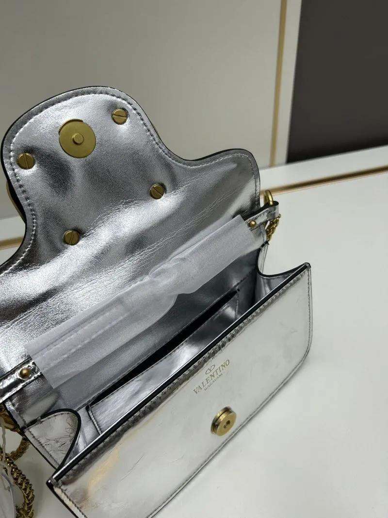 Valentino Silver Metallic Satchel Bag 782 - Image 7