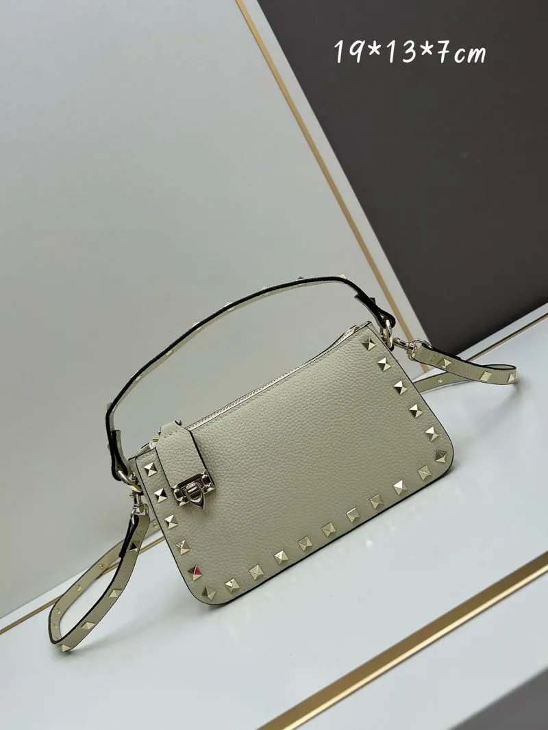 Valentino Cream Rockstud Satchel Crossbody Bag