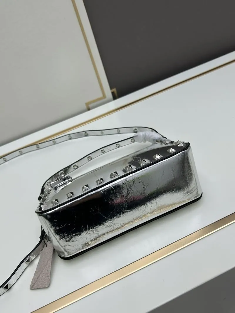 Valentino Silver Studded Satchel Bag 794 - Image 5