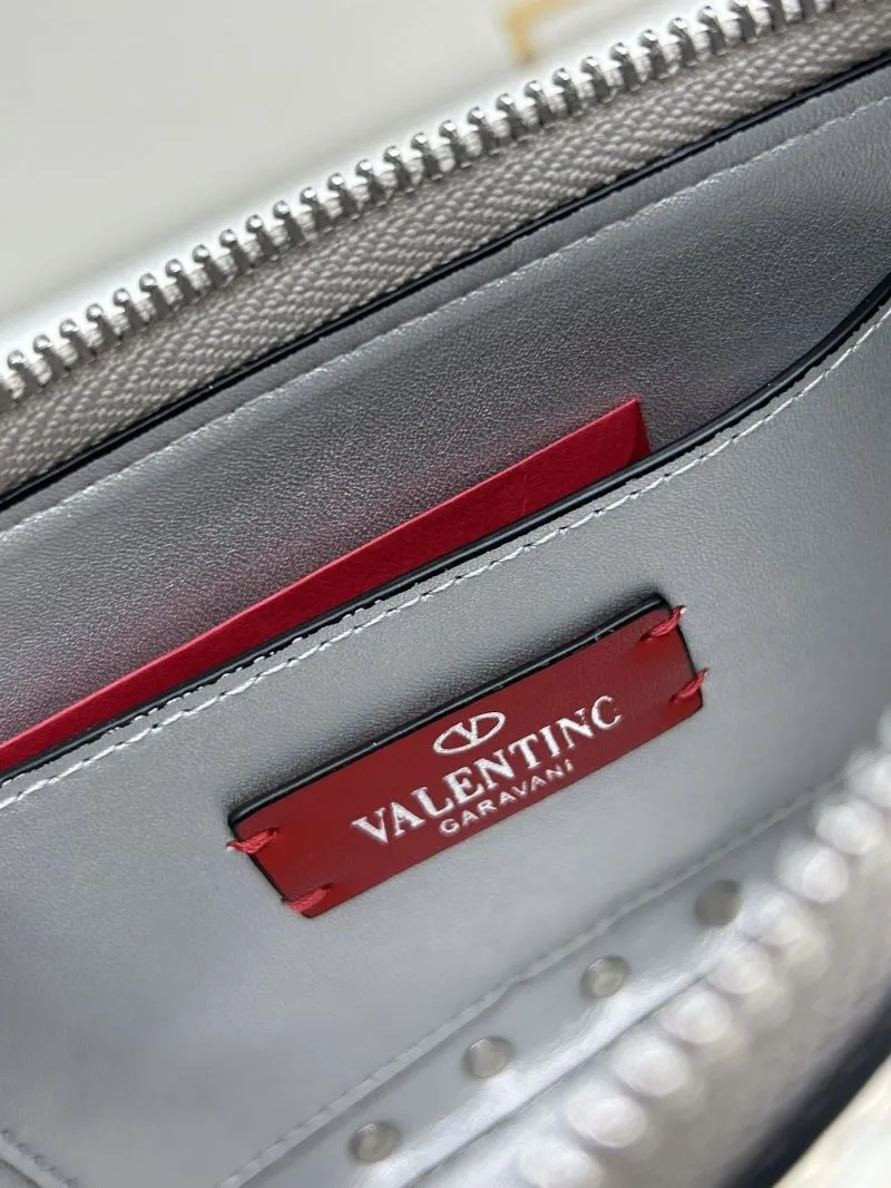 Valentino Silver Studded Satchel Bag 794 - Image 8