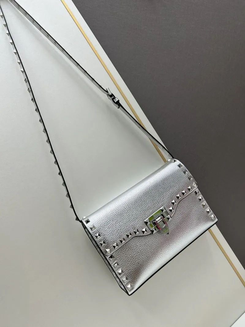 Alternative view of Valentino Silver Studded Crossbody Bag 0133 22.5x16.5x6.5cm