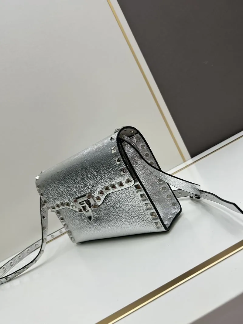 Valentino Silver Studded Crossbody Bag 0133 22.5x16.5x6.5cm - Image 3