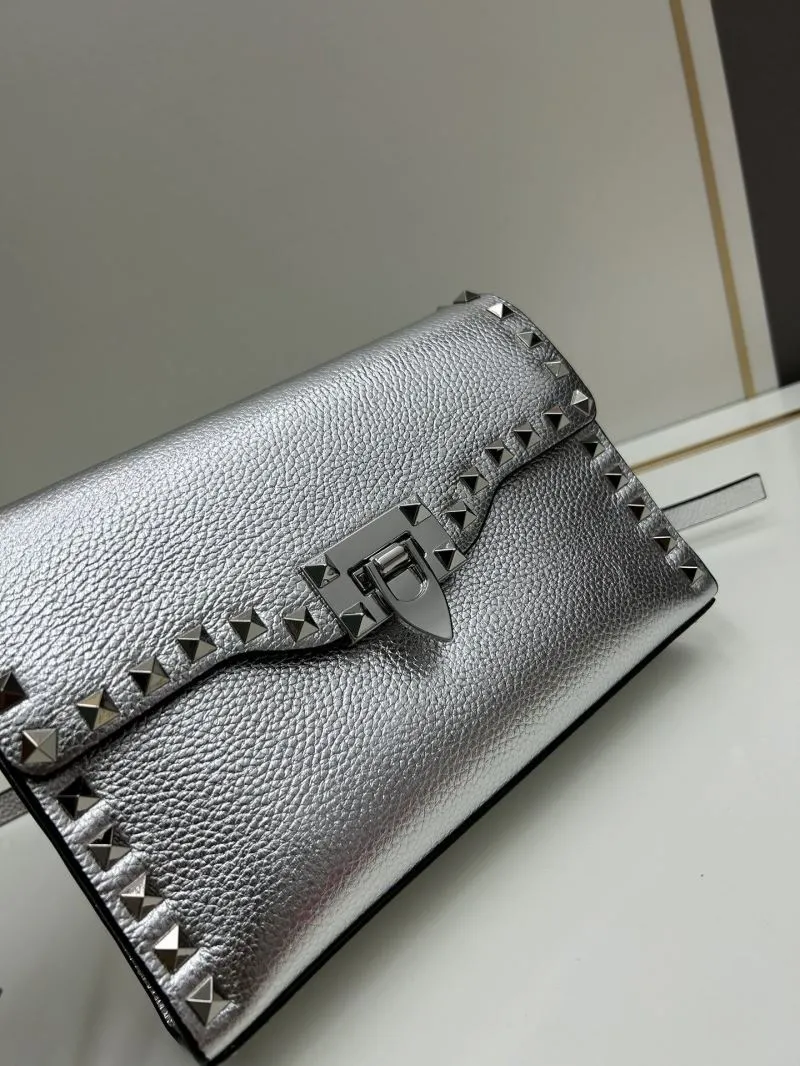 Valentino Silver Studded Crossbody Bag 0133 22.5x16.5x6.5cm - Image 5