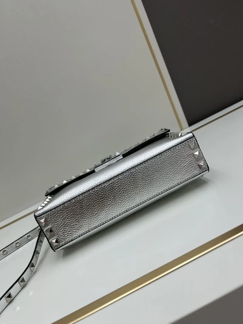 Valentino Silver Studded Crossbody Bag 0133 22.5x16.5x6.5cm - Image 6