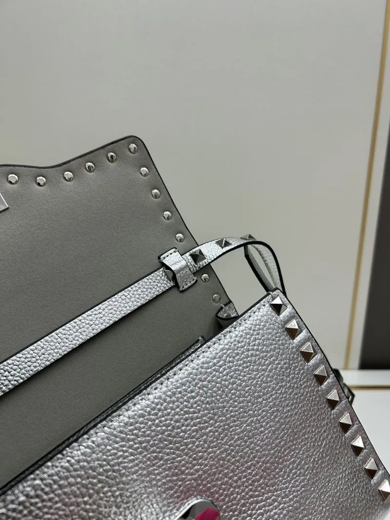 Valentino Silver Studded Crossbody Bag 0133 22.5x16.5x6.5cm - Image 7