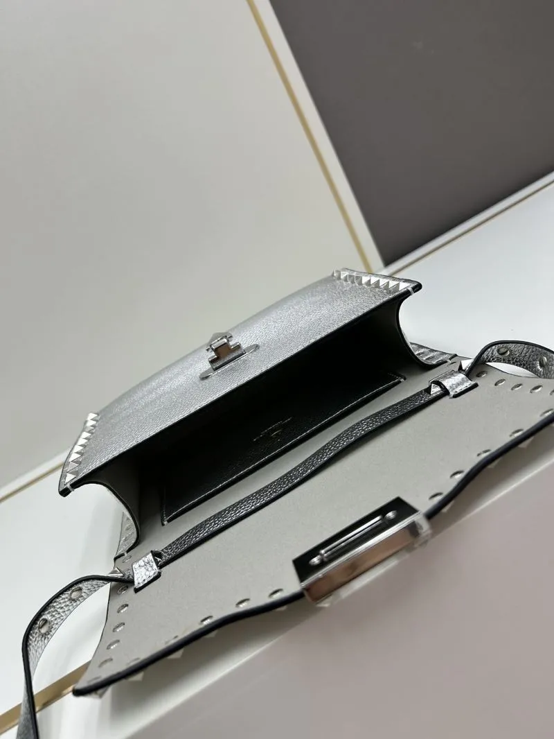Valentino Silver Studded Crossbody Bag 0133 22.5x16.5x6.5cm - Image 8