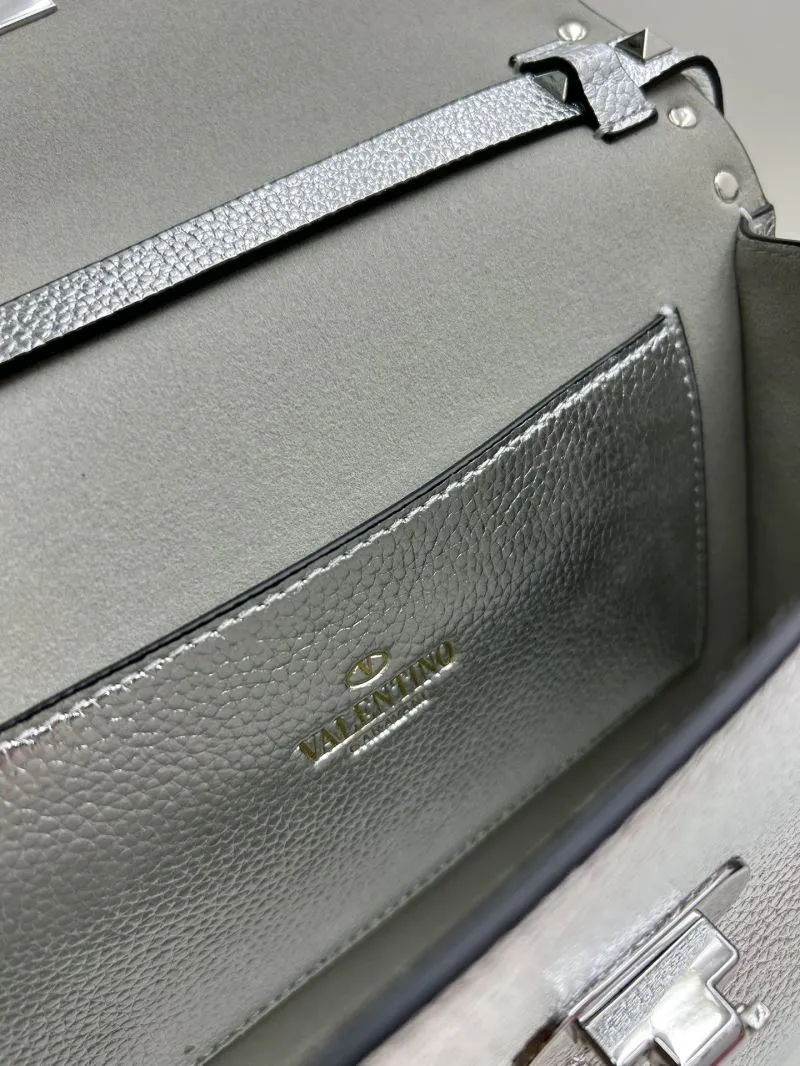 Valentino Silver Studded Crossbody Bag 0133 22.5x16.5x6.5cm - Image 9
